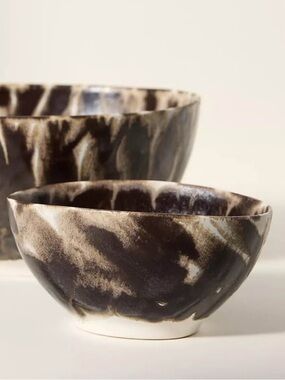 Anthropologie Small MALTA PORTUGUESE FINE STONEWARE SERVE BOWL - set of 2